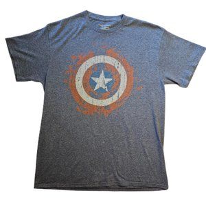 Marvel Captain America Shield Short Sleeve Tee Shirt Charcoal Gray L